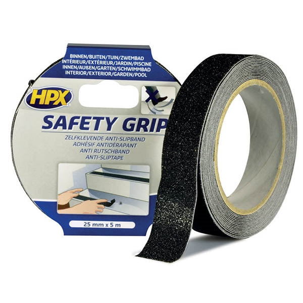 HPX Safety Grip self adhesive Αντιολισθητική tape Ασφαλείας 25mmx5mtr ΜΑΥΡΗ