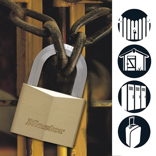 Master Lock 1145D Λουκέτο Ορειχάλκινο Βαρέως Τύπου Με Εξάγωνο Λαιμό Με 4 Κλειδιά Υπερασφαλείας 40mm