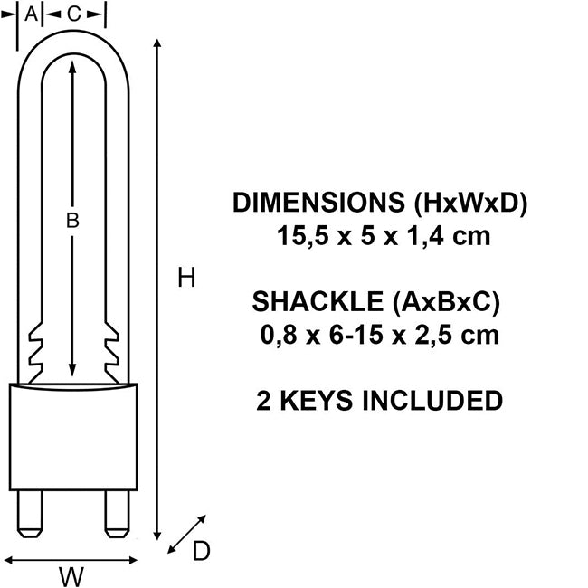 Master Lock 1950EURD Λουκέτο Ορειχάλκινο 50mm Με Ρυθμιζόμενο Λαιμό