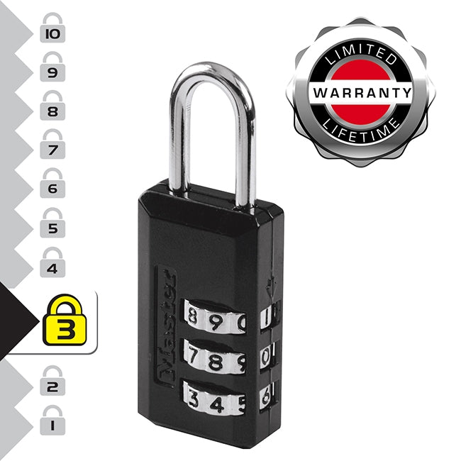 Master Lock 646EURD Λουκέτο Αποσκευών Με Συνδυασμό 3 Ψηφίων & Ορειχάλκινο Λαιμό 20mm