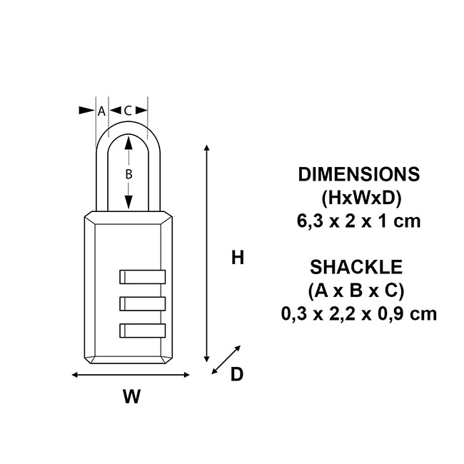 Master Lock 646EURD Λουκέτο Αποσκευών Με Συνδυασμό 3 Ψηφίων & Ορειχάλκινο Λαιμό 20mm
