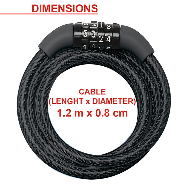 Master Lock 8143EURDPRO Κλειδαριά Ποδηλάτου Συρματόσκοινο Με Συνδυασμό 8mm x 120cm