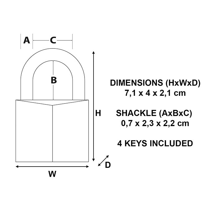 Master Lock 1145PEURD Λουκέτο Ορειχάλκινο Επινικελωμένο Βαρέως Τύπου Με Εξάγωνο Λαιμό 4 Κλειδιά Υπερασφαλείας 40mm