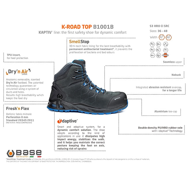 Base K-Road Top S3 HRO HI CI SRC Παπούτσια Ασφαλείας Ημιμποτάκια Με Προστασία