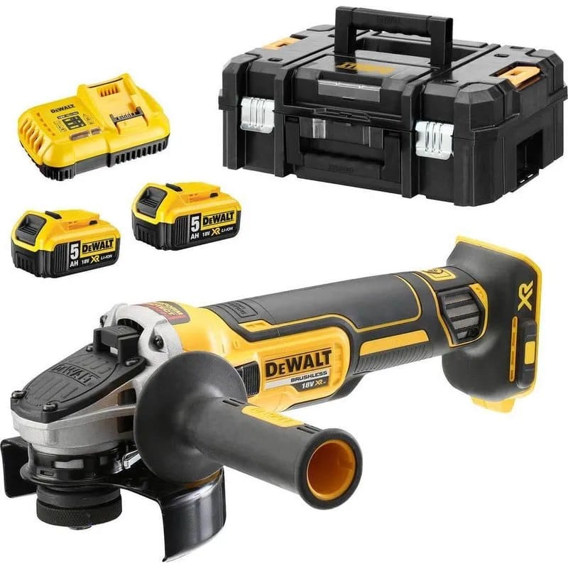 DeWalt DCG405Η2Τ-QW Brushless Γωνιακός Τροχός Μπαταρίας 18V Li-Ion 125mm Με 2 Μπατ.5.0Ah Powerstack - Φορτιστής - Βαλίτσα T-Stak