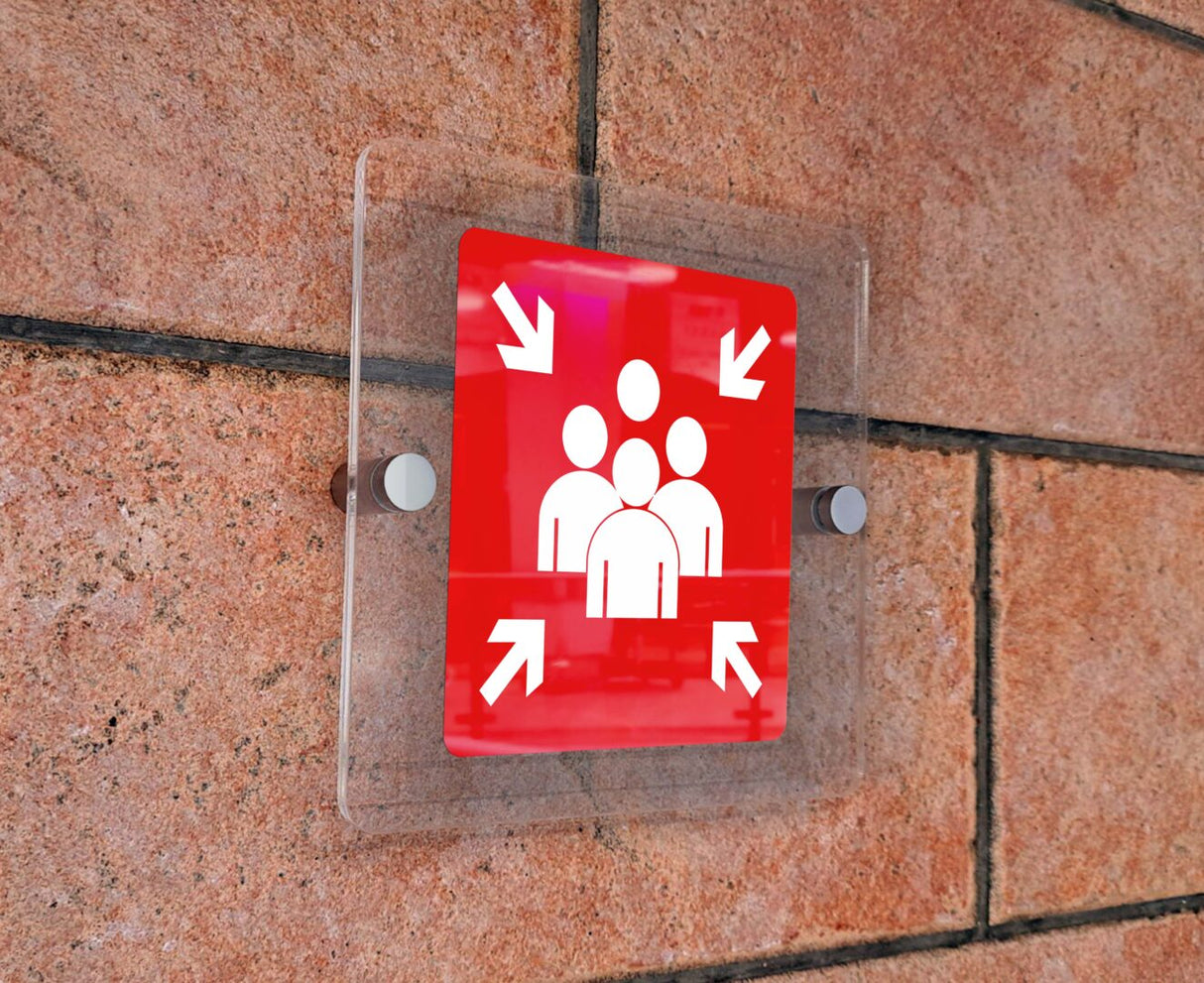 Πινακίδα Σήμανσης Πυρόσβεσης Aκρυλικό Plexiglass  "ΣΗΜΕΙΟ ΣΥΓΚΕΝΤΡΩΣΗΣ” 150mm x 150mm