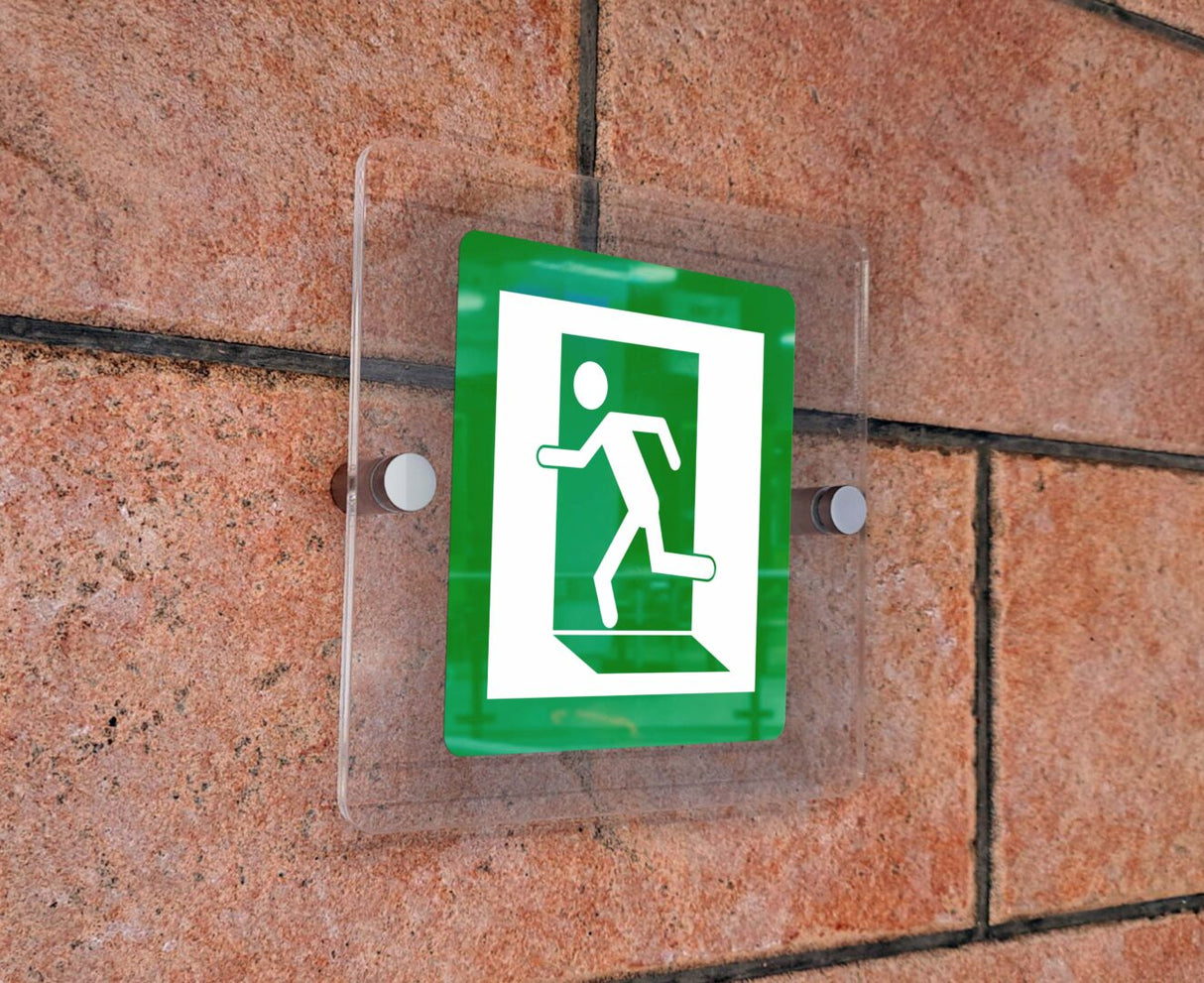 Πινακίδα Σήμανσης Κατεύθυνσης Aκρυλικό Plexiglass  “ΕΞΟΔΟΣ - EXIT” 150mm x 150mm