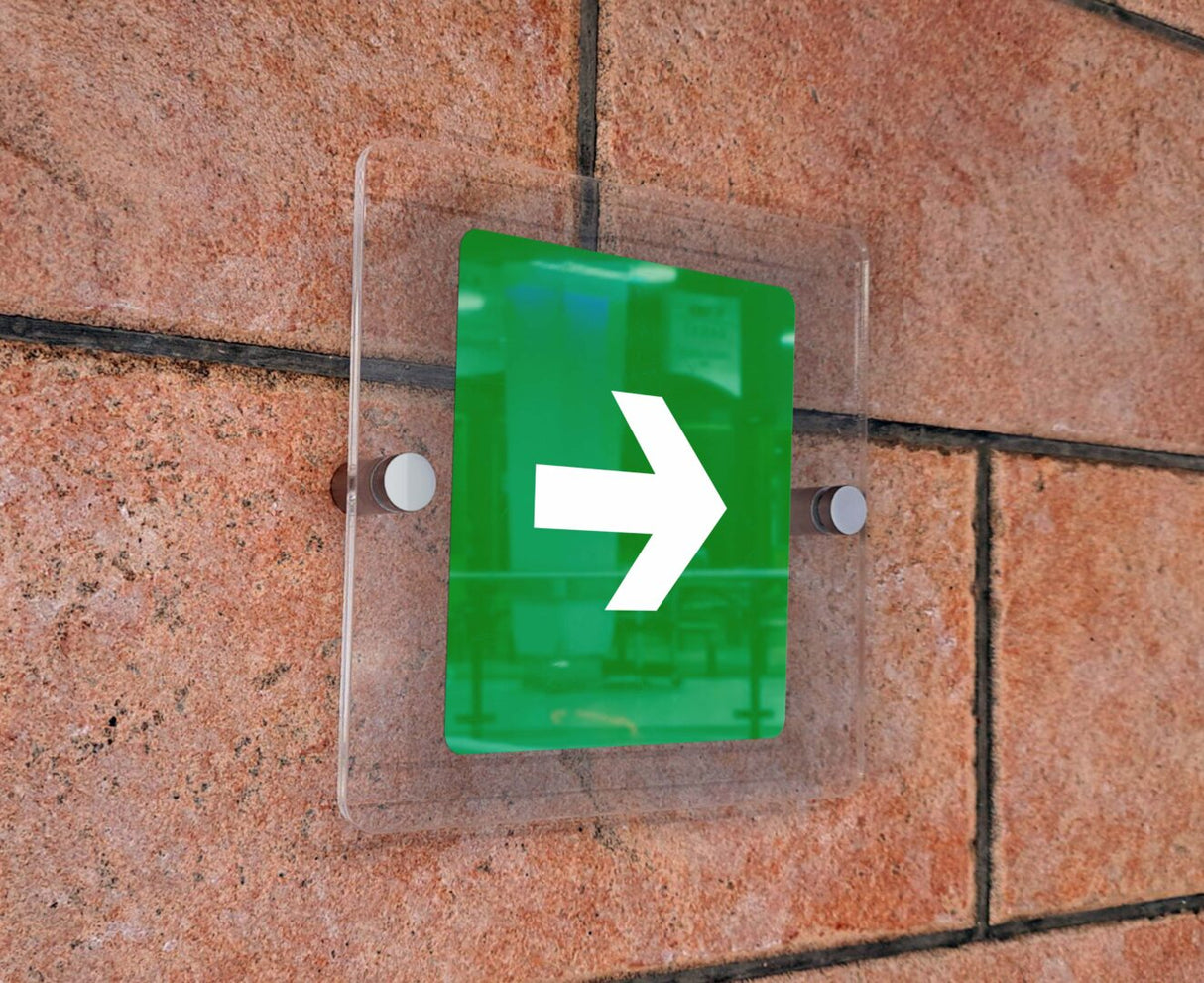 Πινακίδα Σήμανσης Κατεύθυνσης Aκρυλικό Plexiglass “ΚΑΤΕΥΘΥΝΣΗ ΔΕΞΙΑ” 150mm x 150mm