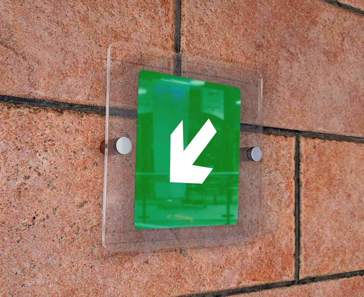 Πινακίδα Σήμανσης Κατεύθυνσης Aκρυλικό Plexiglass “ΚΑΤΕΥΘΥΝΣΗ ΚΑΤΩ ΑΡΙΣΤΕΡΑ” 150mm x 150mm