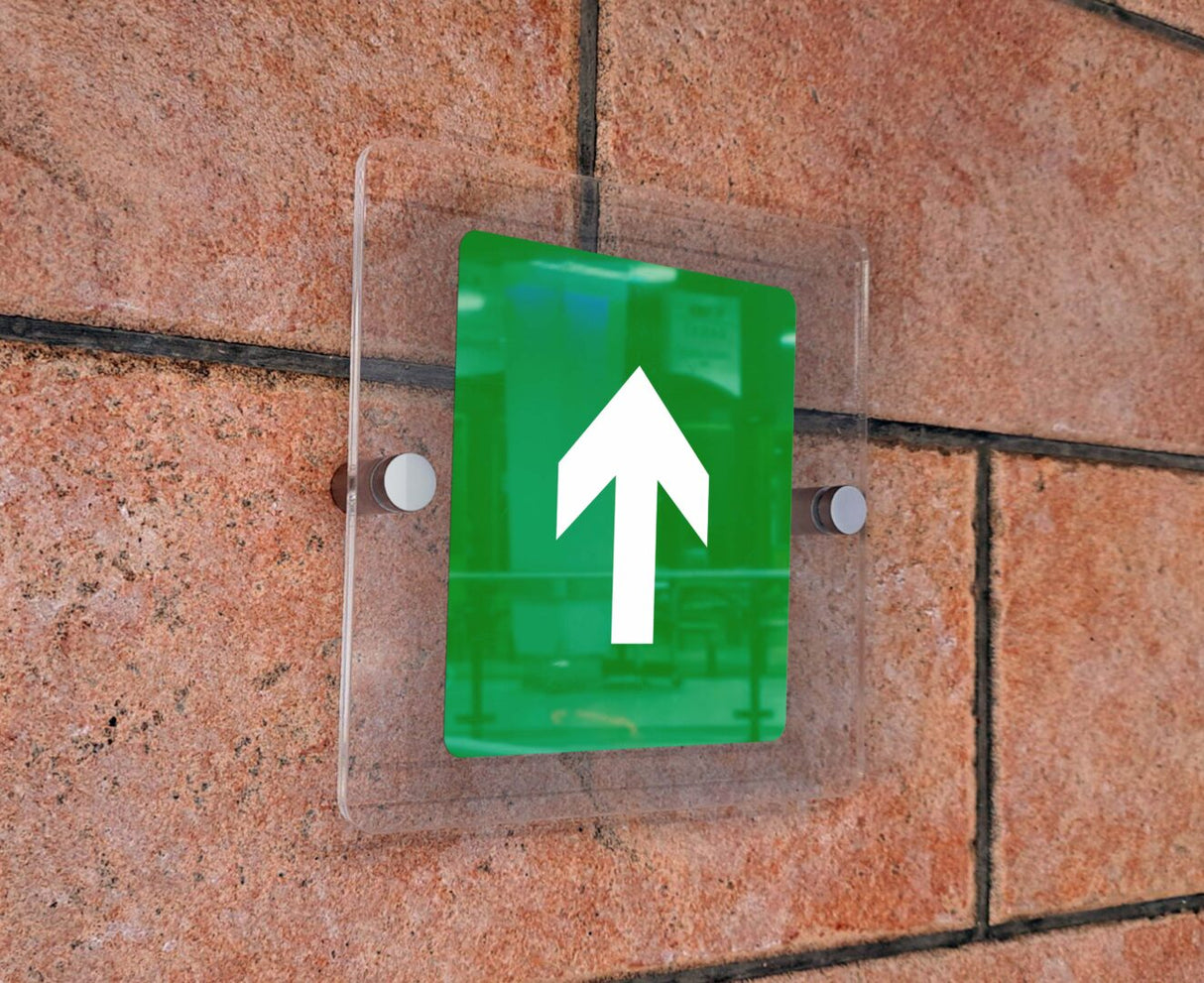 Πινακίδα Σήμανσης Κατεύθυνσης Aκρυλικό Plexiglass “ΚΑΤΕΥΘΥΝΣΗ ΠΑΝΩ” 150mm x 150mm