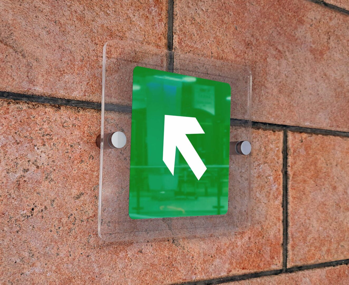 Πινακίδα Σήμανσης Κατεύθυνσης Aκρυλικό Plexiglass “ΚΑΤΕΥΘΥΝΣΗ ΠΑΝΩ ΑΡΙΣΤΕΡΑ” 150mm x 150mm