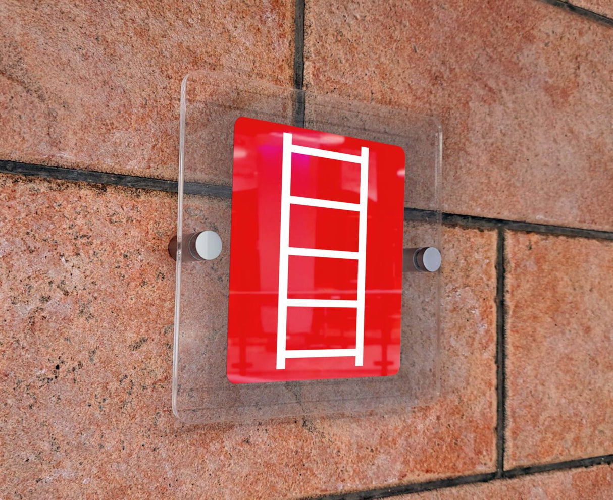Πινακίδα Σήμανσης Πυρόσβεσης Aκρυλικό Plexiglass  "ΣΚΑΛΑ ΔΙΑΦΥΓΗΣ” 150mm x 150mm
