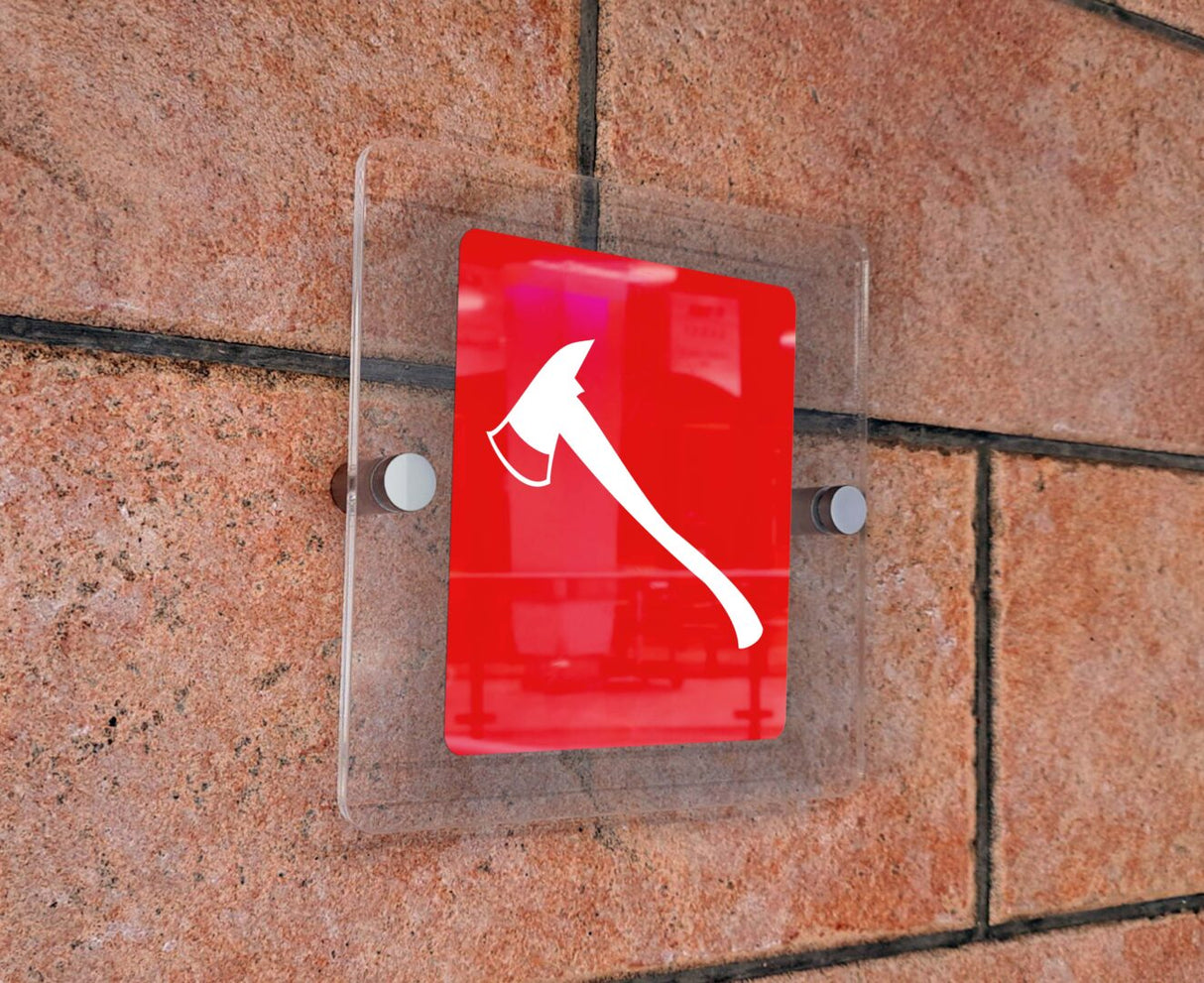 Πινακίδα Σήμανσης Πυρόσβεσης Aκρυλικό Plexiglass  "ΜΕΣΑ ΚΑΤΑΣΒΕΣΗΣ ΠΥΡΚΑΓΙΑΣ” 150mm x 150mm
