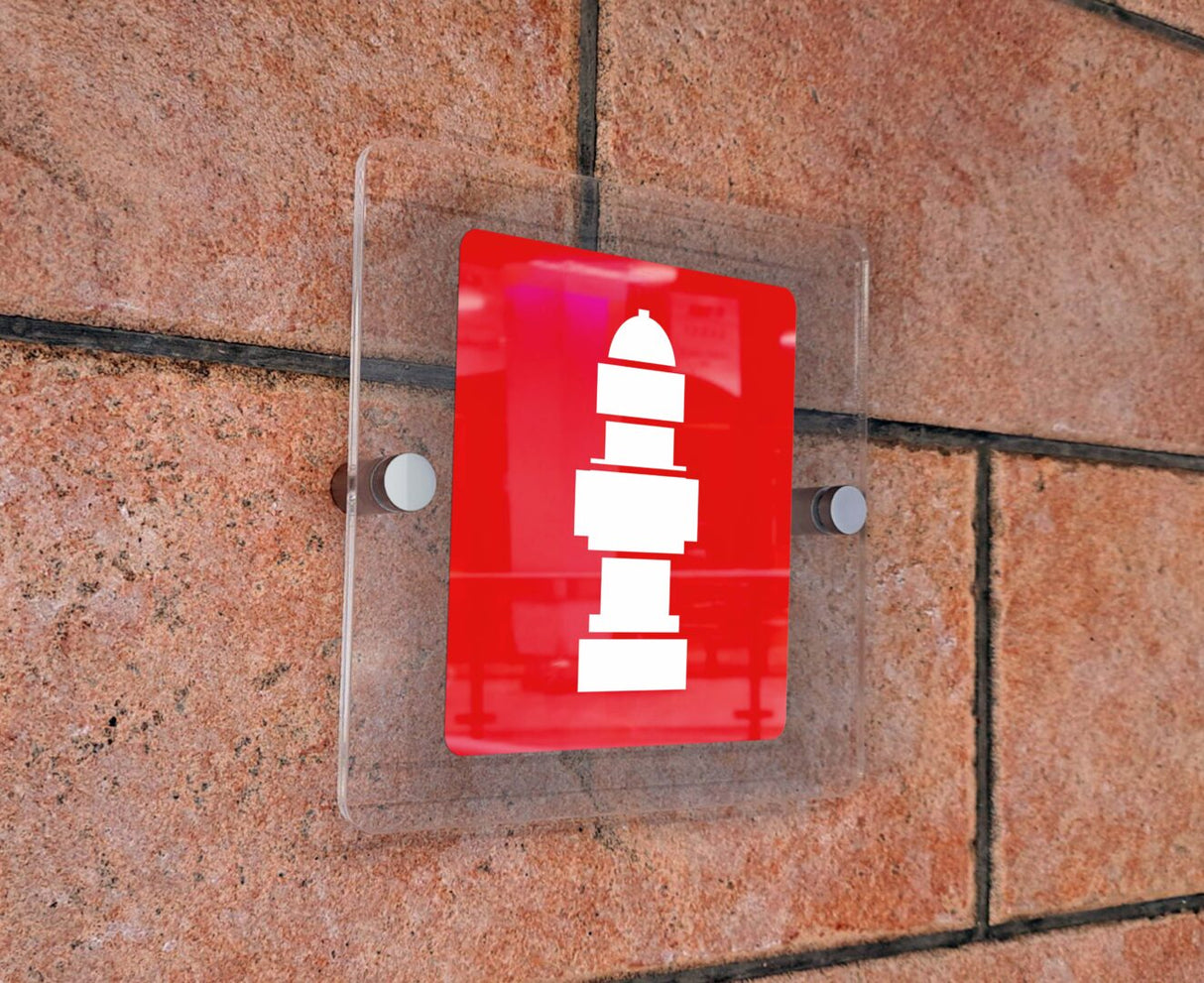 Πινακίδα Σήμανσης Πυρόσβεσης Aκρυλικό Plexiglass  "ΠΥΡΟΣΒΕΣΤΕΣΤΙΚΟΣ ΚΡΟΥΝΟΣ” 150mm x 150mm