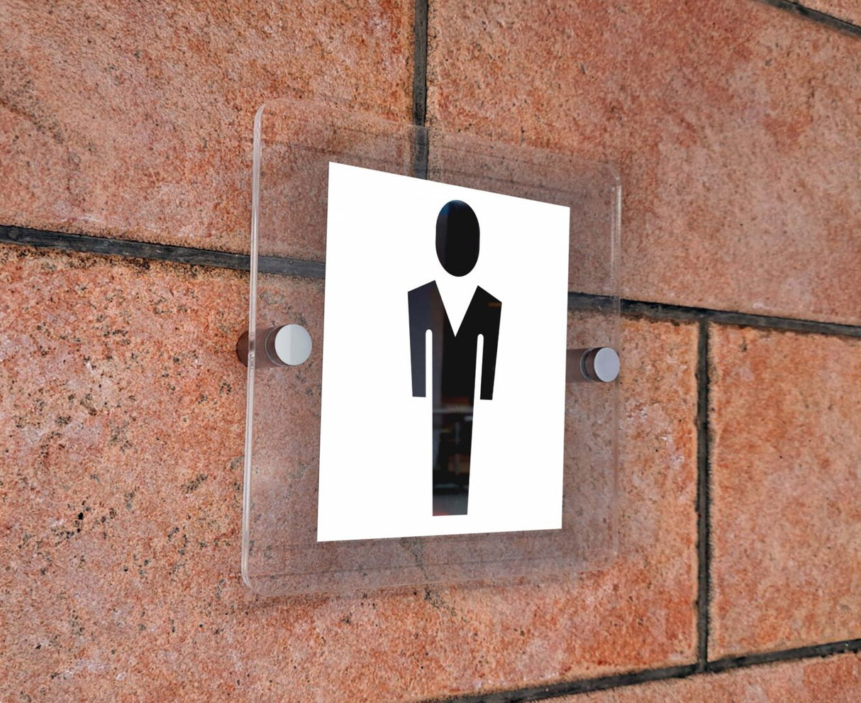 Πινακίδα Σήμανσης WC Ακρυλικό Plexiglass “WC ΑΝΔΡΩΝ” 150mm x 150mm