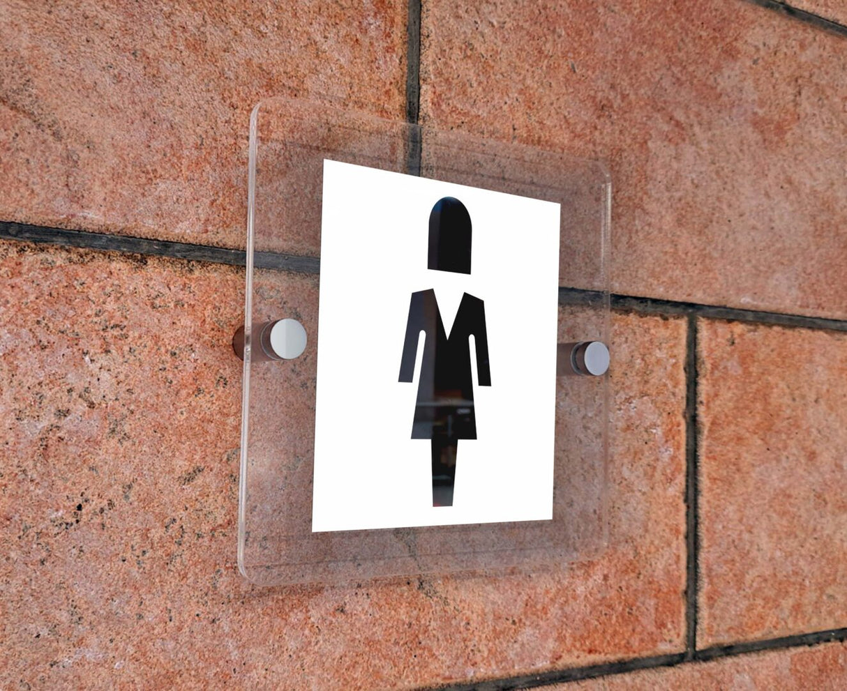 Πινακίδα Σήμανσης WC Ακρυλικό Plexiglass “WC ΓΥΝΑΙΚΩΝ” 150mm x 150mm