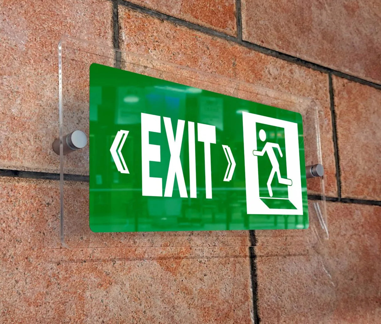 Πινακίδα Σήμανσης Κατεύθυνσης Aκρυλικό Plexiglass "ΕΞΟΔΟΣ ΚΙΝΔΥΝΟΥ” 150mm x 300mm