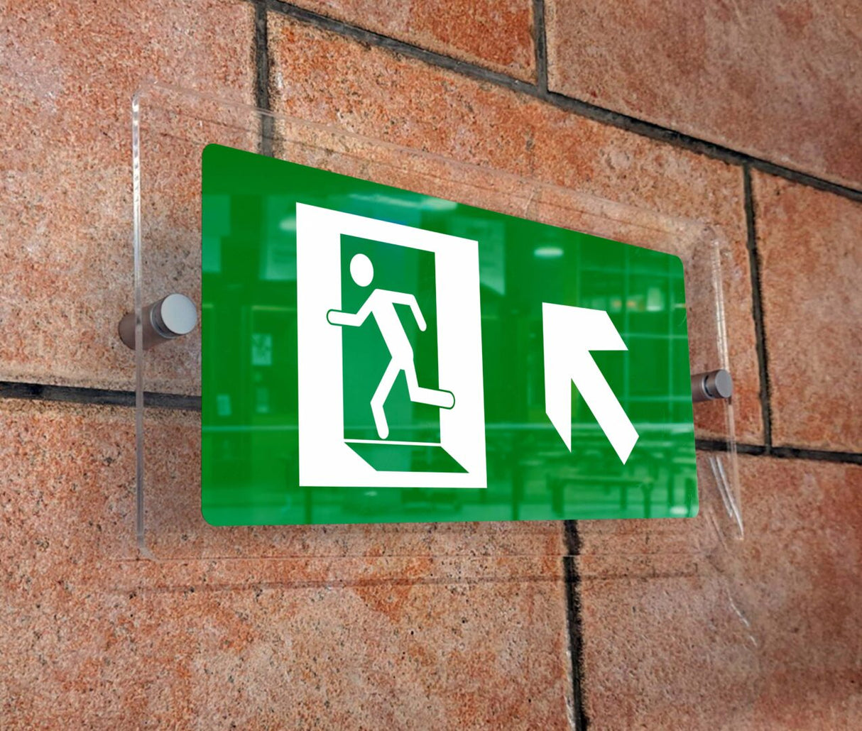 Πινακίδα Σήμανσης Κατεύθυνσης Aκρυλικό Plexiglass "ΕΞΟΔΟΣ ΚΙΝΔΥΝΟΥ ΠΑΝΩ ΑΡΙΣΤΕΡΑ” 150mm x 300mm