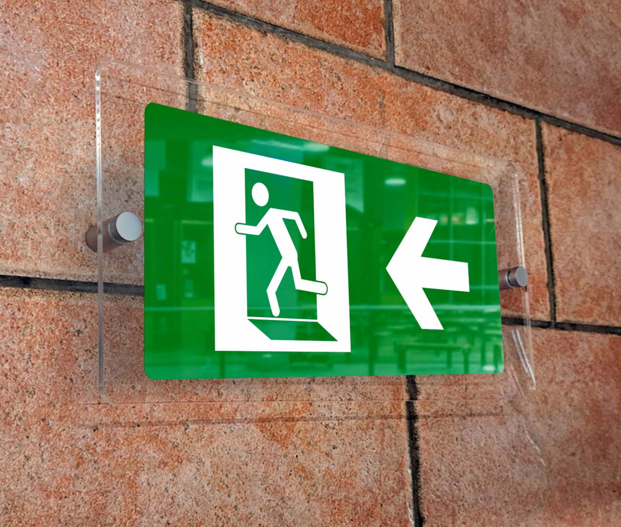 Πινακίδα Σήμανσης Κατεύθυνσης Aκρυλικό Plexiglass "ΕΞΟΔΟΣ ΚΙΝΔΥΝΟΥ ΑΡΙΣΤΕΡΑ” 150mm x 300mm