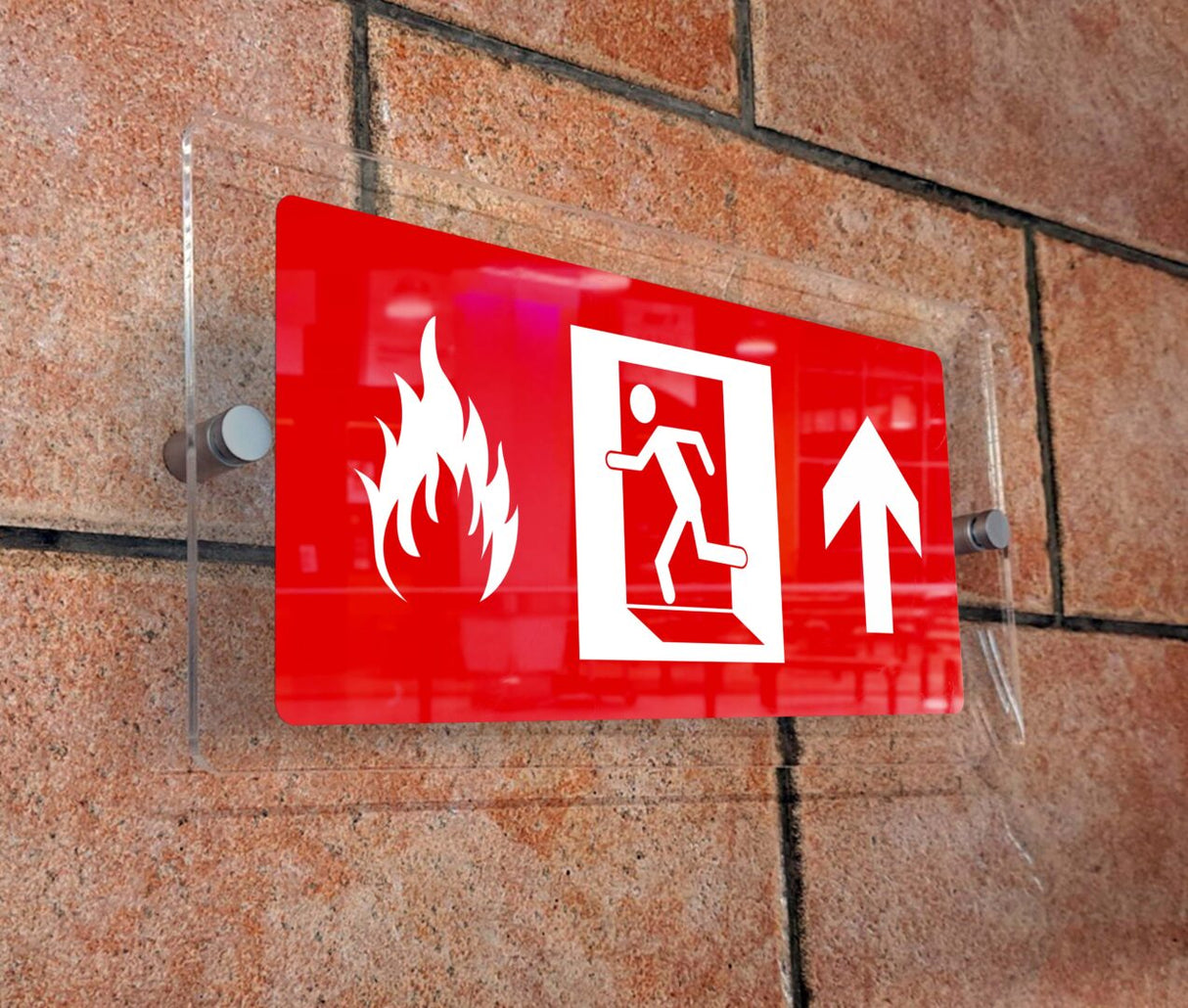 Πινακίδα σήμανσης Πυρόσβεσης Aκρυλικό plexiglass ΕΞΟΔΟΣ ΚΙΝΔΥΝΟΥ ΕΜΠΡΟΣ” 300mm x 150mm