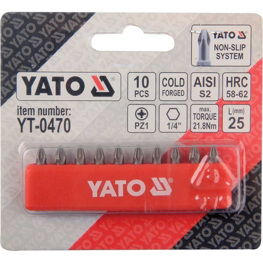 Yato YT-0470 Επαγγελματικές Μύτες Pozidrive Set 10 Τεμαχίων Pz.1