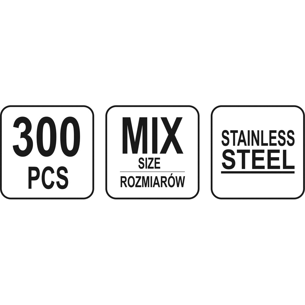 YATO - ΠΑΞΙΜΑΔΙΑ ΙΝΟΧ ΣΕΤ 300ΤΕΜ YT-06773