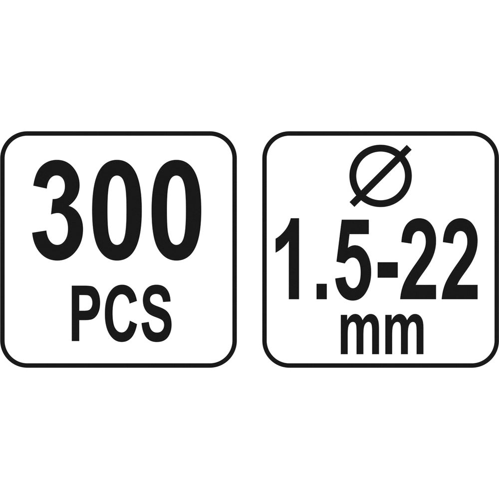 Yato YT-06884 Ασφάλειες ERing Σετ 300 Τεμάχια Σε Θήκη