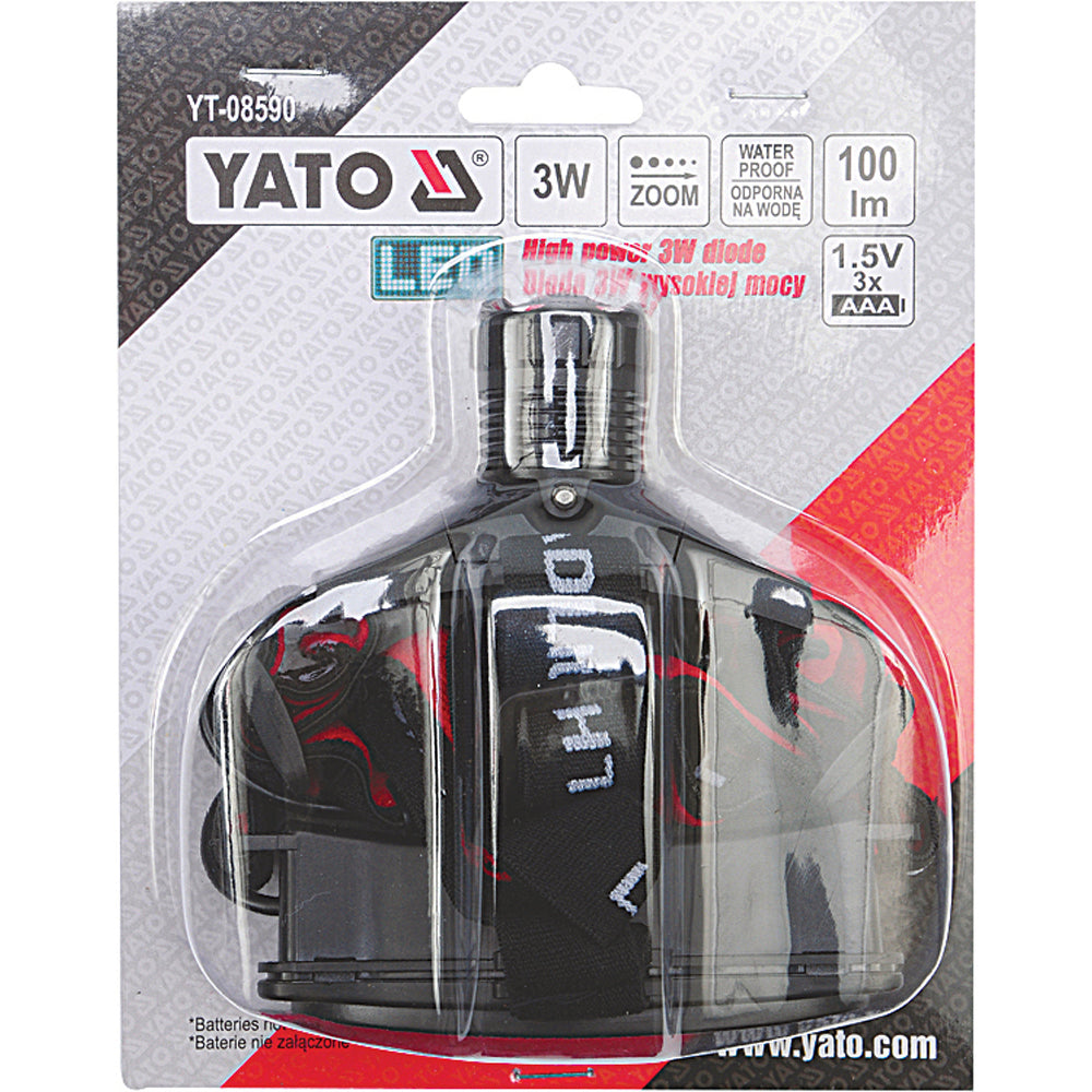 Yato YT-08590 Φακός Κεφαλής Ζoom 100lm