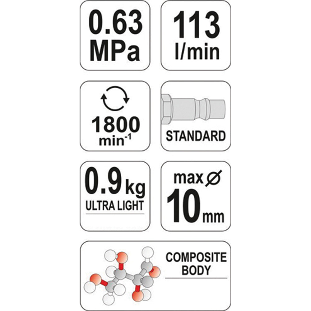 Yato YT-09703 Δράπανο Αέρος (Αεροδράπανο) 10mm