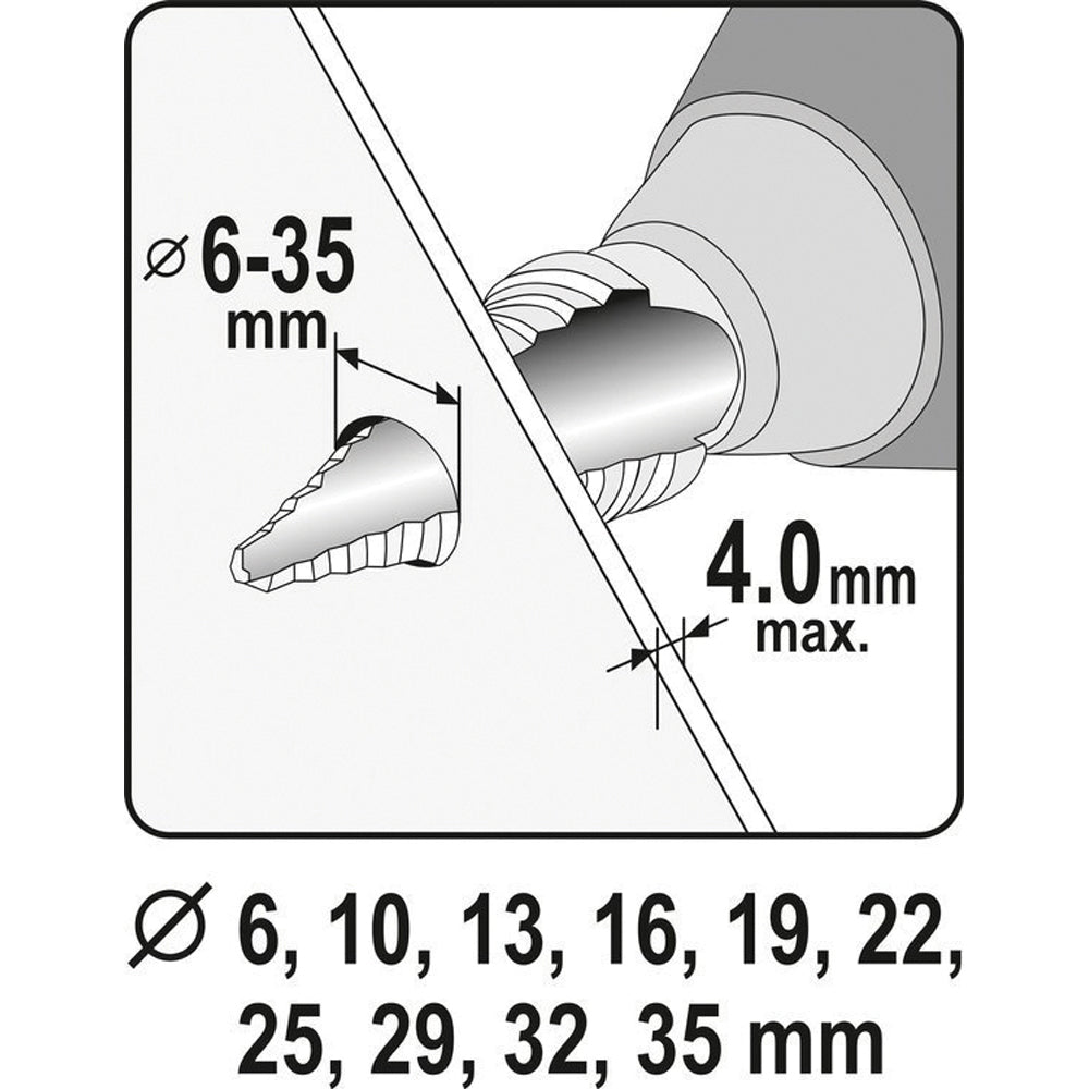 Yato YT-44739 Τρυπάνι Κωνικό (Φρέζα) Με Διαβάθμιση 6.0mm-35.0mm