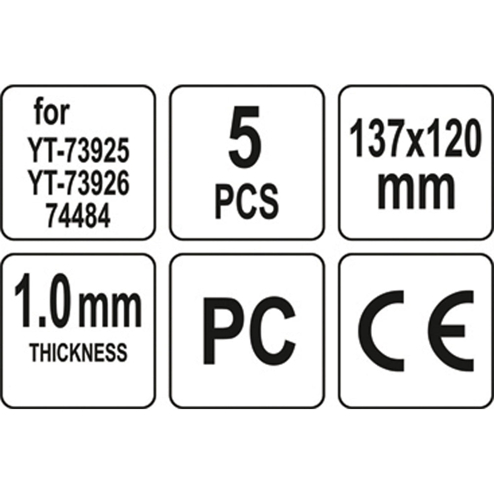 Yato YT-73929 Προστατευτικό Γυαλί Για Μάσκες Ηλεκτροσυγκόλλησης Σετ 5 Τεμ