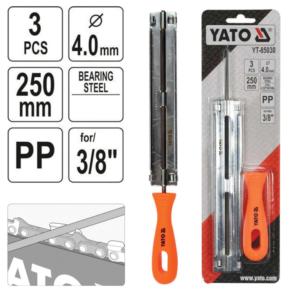 Yato YT-85030 ΛΙΜΑ ΑΛΥΣΙΔΑΣ ΑΛΥΣ/ΝΟΥ ΜΕ ΛΑΒΗ 4mm