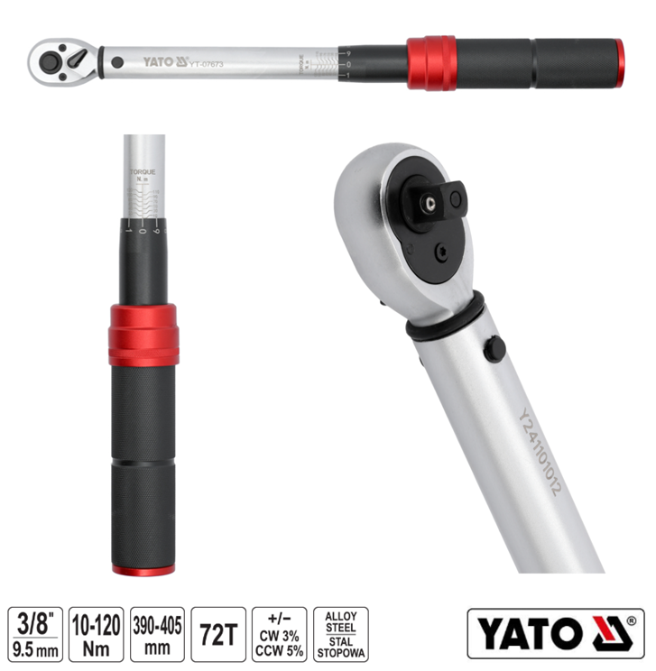 Yato YT-07673 Επαγγελματικό Δυναμόκλειδο Χειρός 3/8" 10-120 Nm