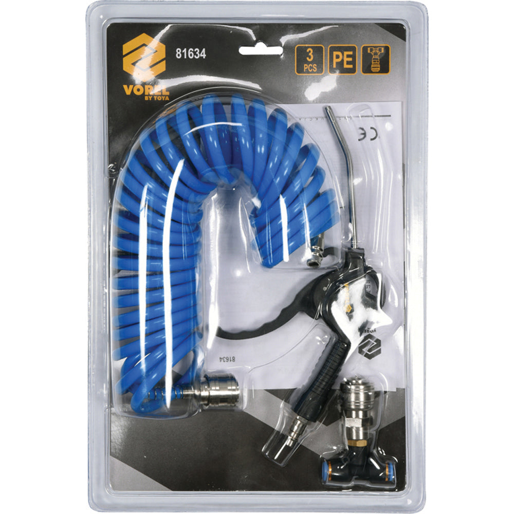 Vorel 81634 Σετ Σωλήνας Σπιράλ Παροχής Αέρα Με Ταχυσυνδέσμους & Ακροφύσιο