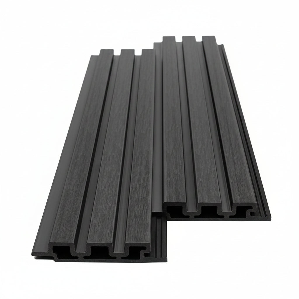 3D WPC Συνθετικό Panel 2ης Γενιάς Με Πηχάκια 5570 Dark Grey 25mm x 147.5mm x 2900mm