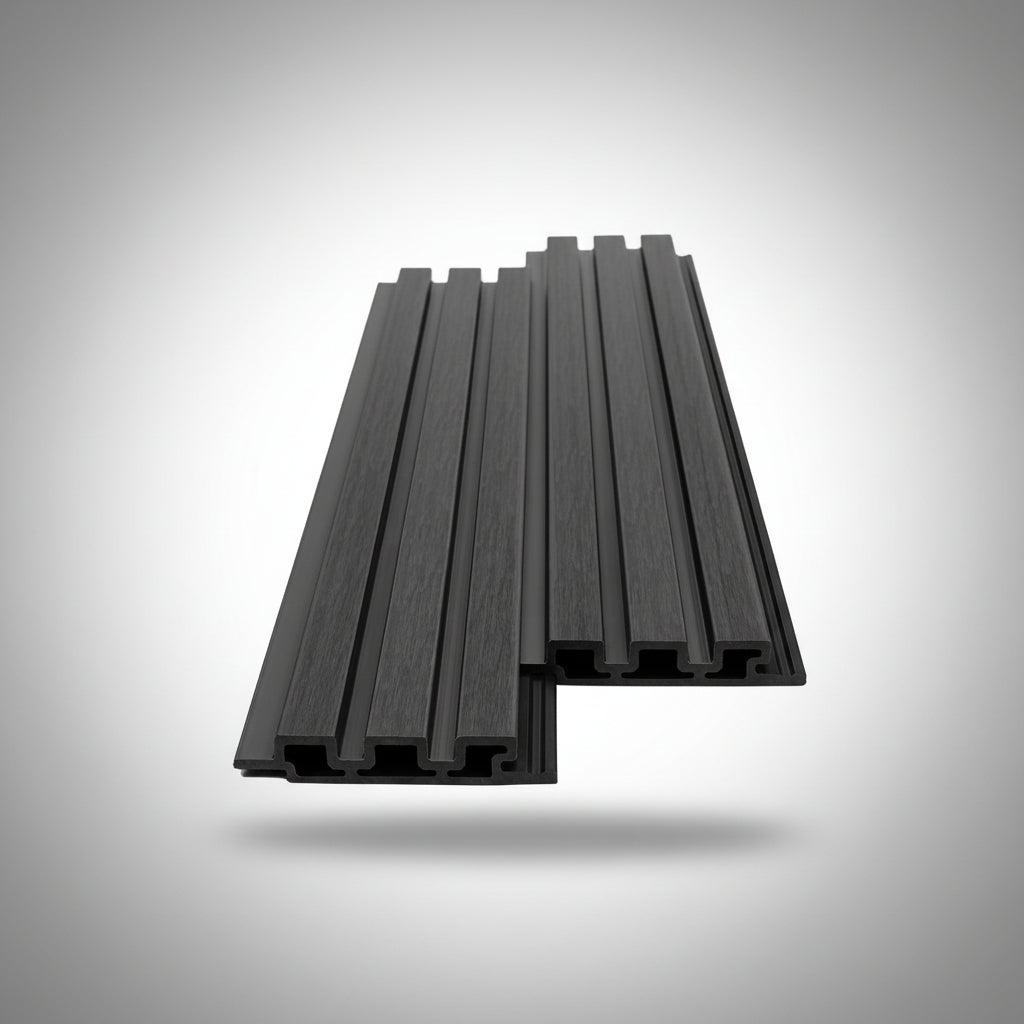 3D WPC Συνθετικό Panel 2ης Γενιάς Με Πηχάκια 5570 Dark Grey 25mm x 147.5mm 2.9mtr