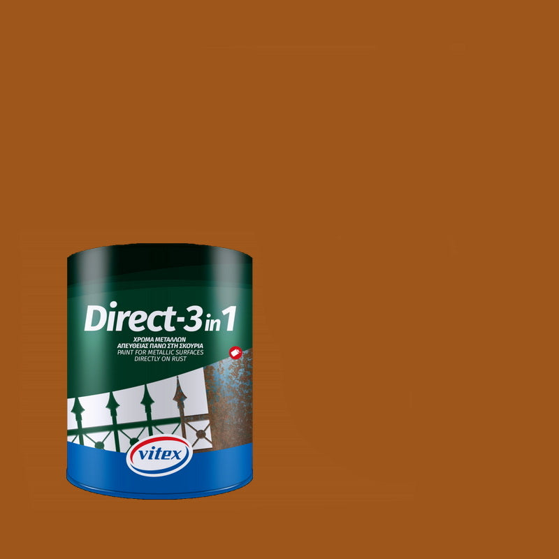 Vitex Direct-3in1 Αντισκουριακό Χρώμα Βαφή Απευθείας Στη Σκουριά 27 Καφέ