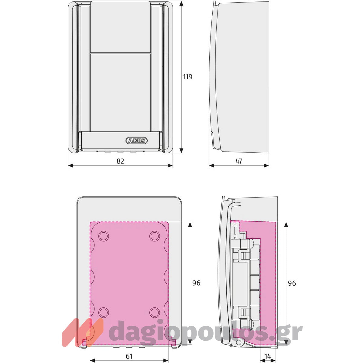 Abus 767 KeyGarage Κλειδοθήκη Ασφαλείας Επιτοίχεια Με Πληκτρολόγιο