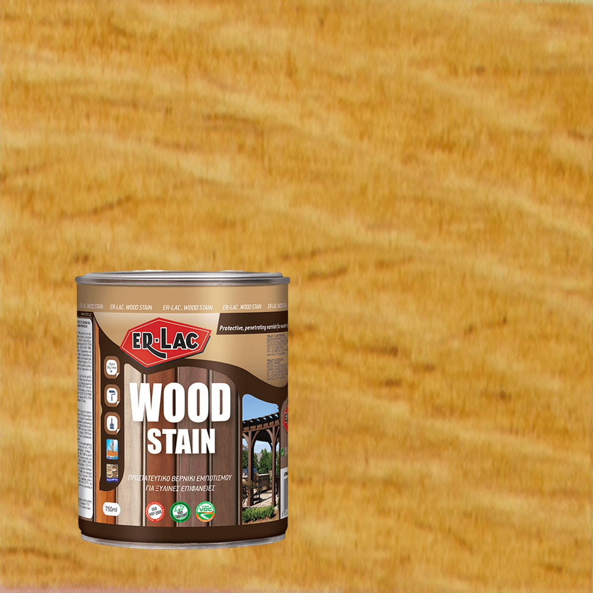 ErLac Wood Stain Βερνίκι Εμποτισμού & Συντηρητικό Ξύλου Διαλύτου Εξωτ.Χρήσης 1001 Δρυς