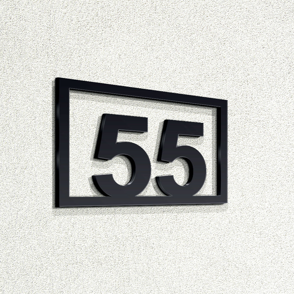 Διψήφιος Αριθμός Με Πλαίσιο Αρίθμησης Οδών - Δωματίων Ξενοδοχείων 150mm x 100mm Μαύρος