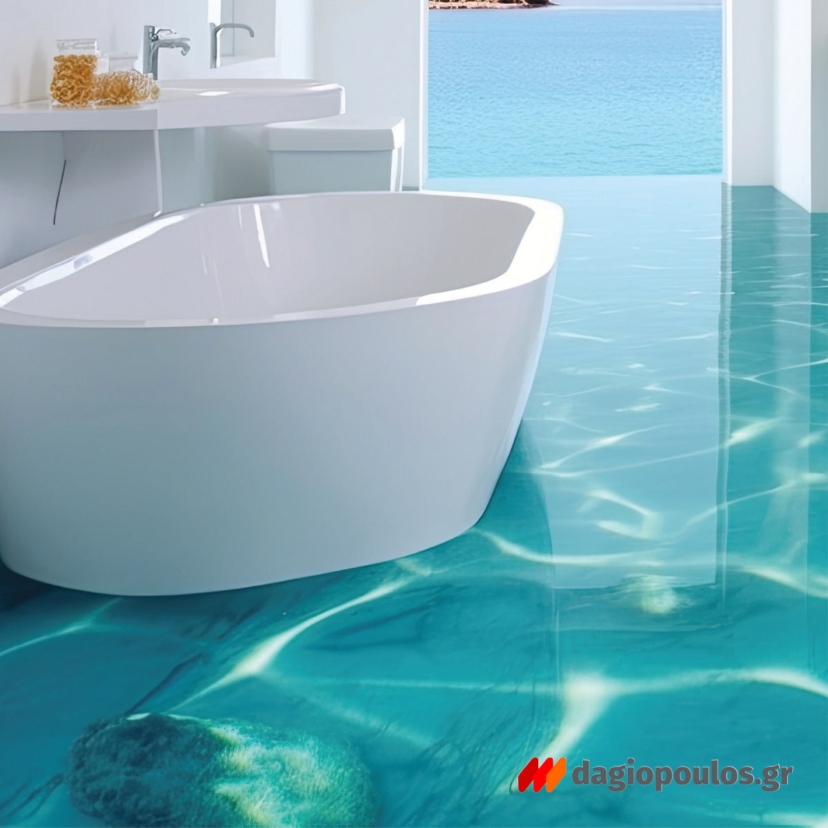 Mercola Liquid Glass 3D Ισχυρή Υπερδιάφανη Εποξειδική Ρητίνη Υγρού Γυαλιού Για Δάπεδα 3D