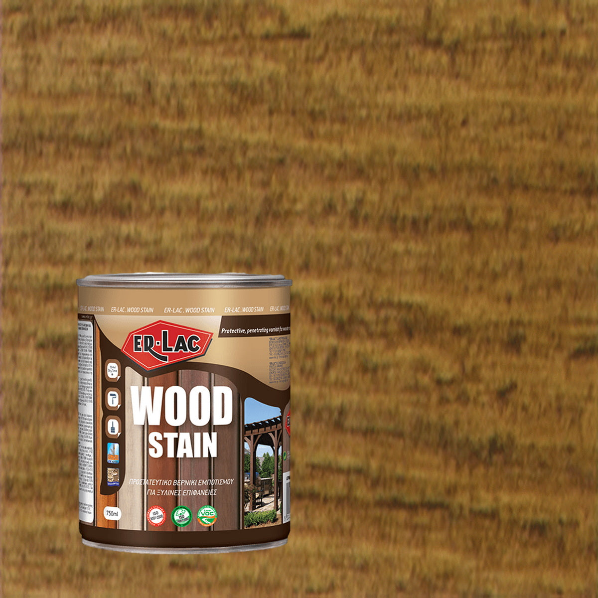 ErLac Wood Stain Βερνίκι Εμποτισμού & Συντηρητικό Ξύλου Διαλύτου Εξωτ.Χρήσης 1003 Ανοιχτή Καρυδιά