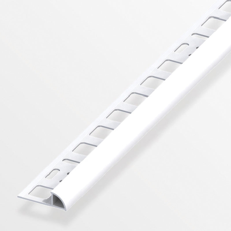 Προφίλ πλακιδίων με ημιστρόγγυλη εξωτερική γωνία από πλαστικό PVC Λευκό 8 x 19.5mm 2.5m