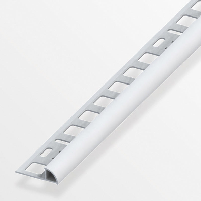 Προφίλ πλακιδίων με ημιστρόγγυλη εξωτερική γωνία από πλαστικό PVC Λευκό 8 x 19.5mm 2.5m