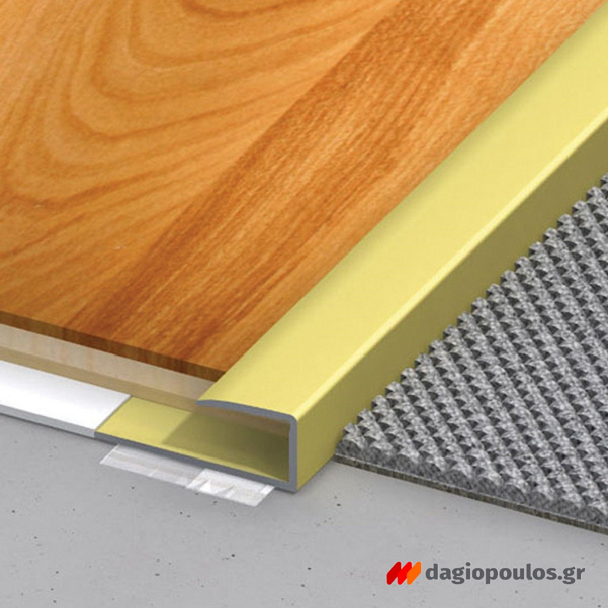 Προφίλ Τελείωμα Δαπέδου Αυτοκόλλητο Αλουμίνιο 15mm x 9mm ΧΡΥΣΟ ΜΑΤ