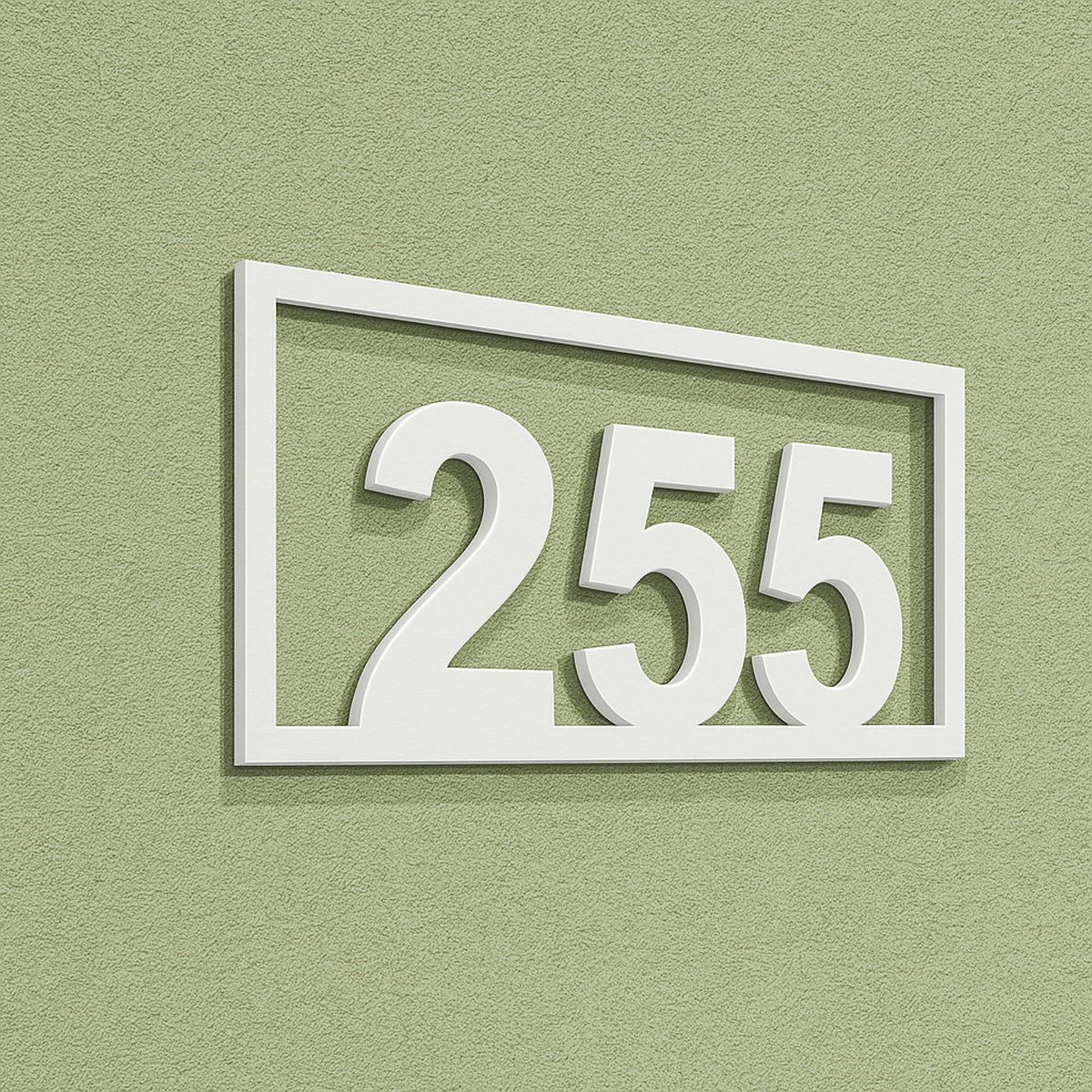 Τριψήφιος Αριθμός Με Πλαίσιο Αρίθμησης Οδών - Δωματίων Ξενοδοχείων 200mm x 100mm Λευκός
