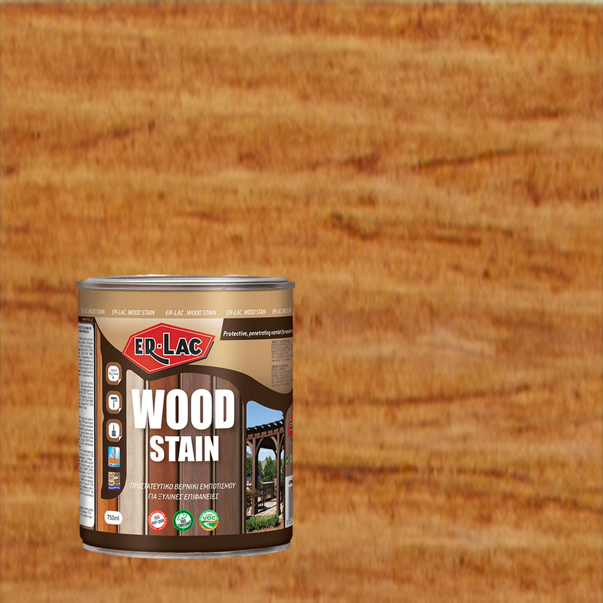 ErLac Wood Stain Βερνίκι Εμποτισμού & Συντηρητικό Ξύλου Διαλύτου Εξωτ.Χρήσης 1004 Όρεγκον