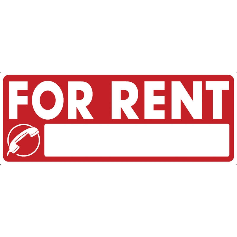 Πινακίδα Σήμανσης Αυτοκόλλητο Βινύλιο "FOR RENT" 115mm x 295mm