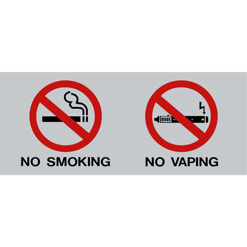 Πινακίδα Σήμανσης Καπνίσματος Αλουμινίου Επιτραπέζια "ΝΟ SMOKING / ΝΟ VAPING" 100mm x 120mm Σετ 3 Τεμ