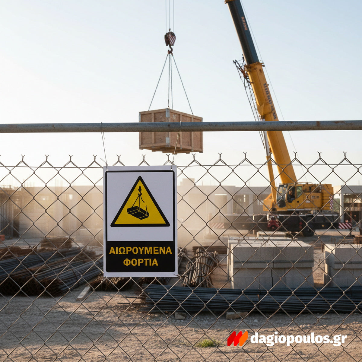 Πινακίδα Σήμανσης PVC Εργοταξίου "ΑΙΩΡΟΥΜΕΝΑ ΦΟΡΤΙΑ" 300mm x 200mm ΑΝΑΚΛΑΣΤΙΚΗ